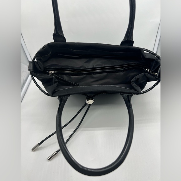 AGNÈS B. VOYAGE Black Nylon Leather Trim Tote Bag - Picture 9 of 12